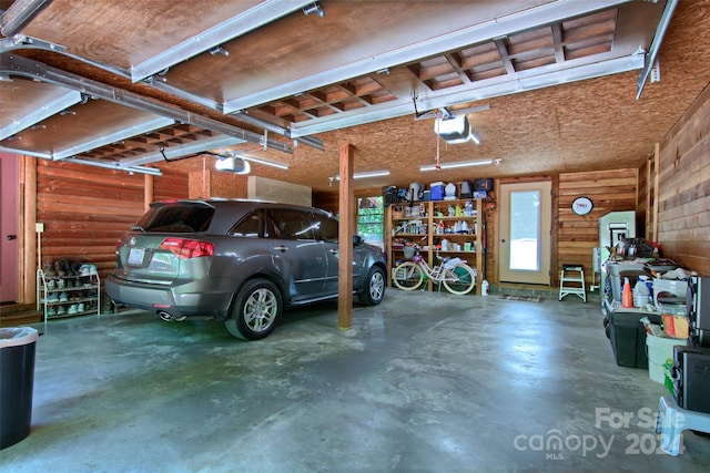 garage with a garage door opener