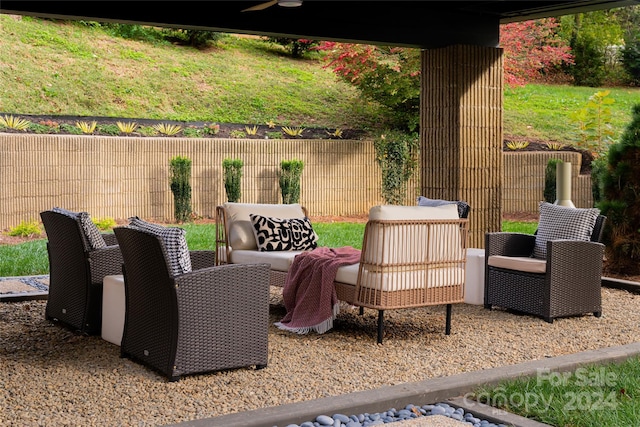 view of patio with ceiling fan