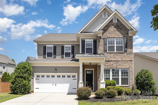 craftsman house with a garage