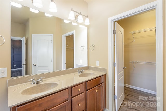 bathroom featuring wood-type flooring and vanity