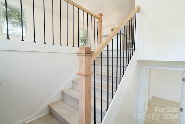 staircase featuring wood-type flooring