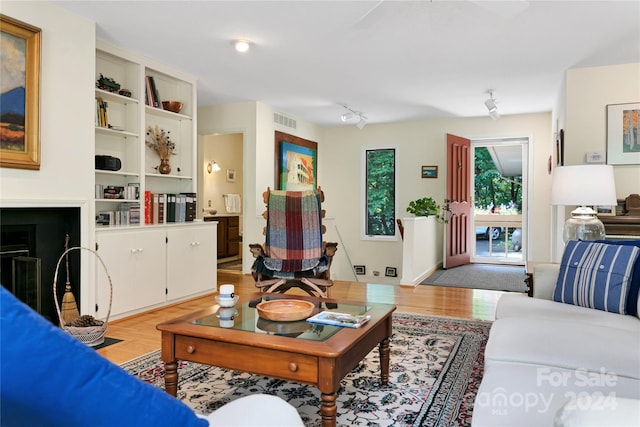 living room featuring light wood-type flooring