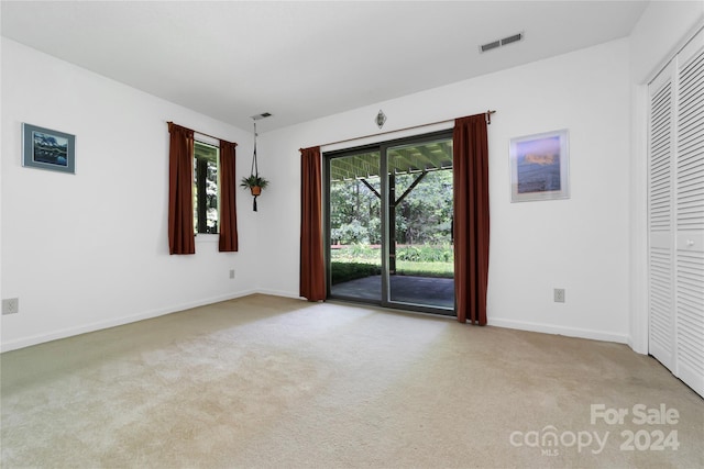 empty room with light colored carpet and plenty of natural light