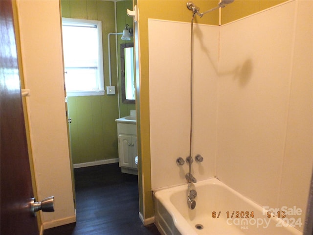 bathroom featuring vanity and shower / bathtub combination