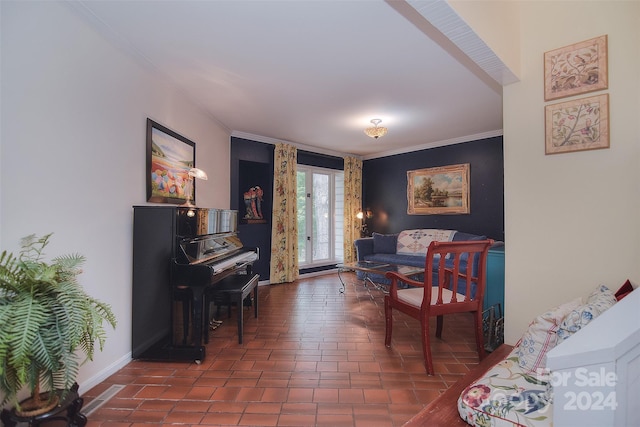 interior space with ornamental molding