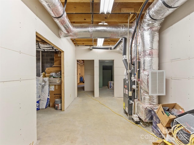 view of unfinished basement