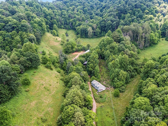 drone / aerial view with a forest view