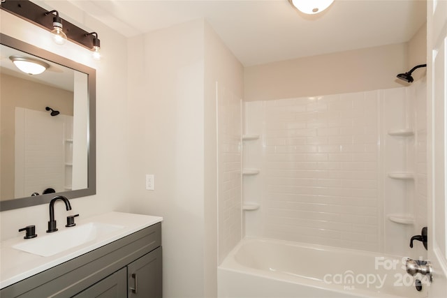 bathroom with vanity and shower / bath combination