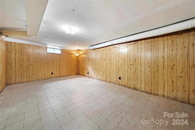 basement with wood walls