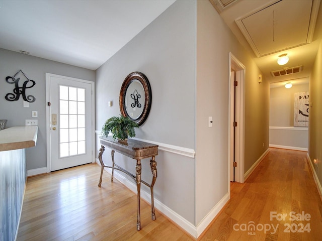 interior space with light hardwood / wood-style floors