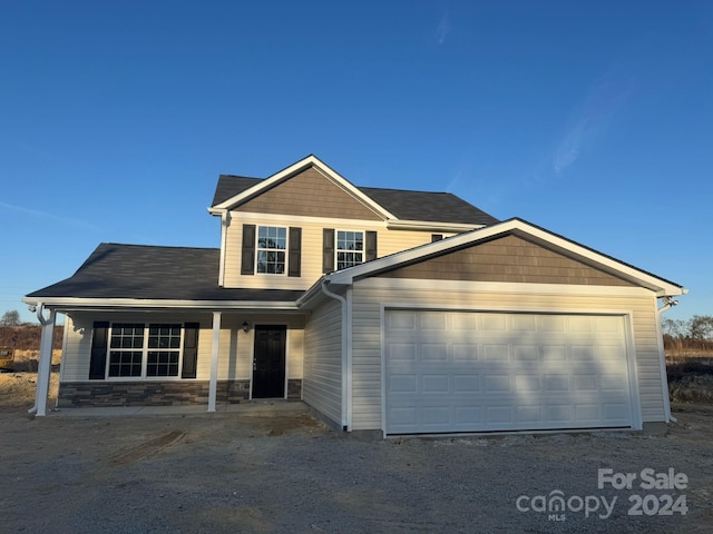 view of front property with a garage