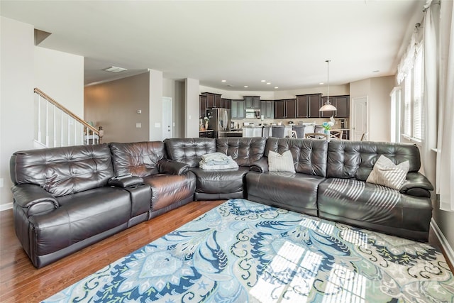 living room featuring light hardwood / wood-style floors