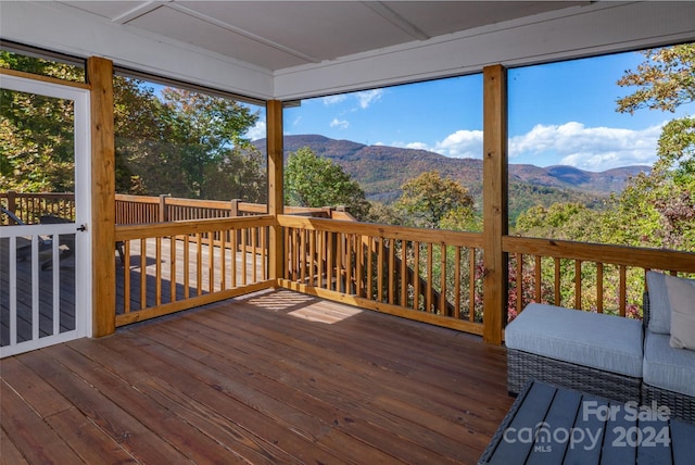 deck featuring a mountain view