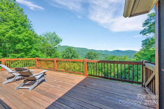 deck with a mountain view