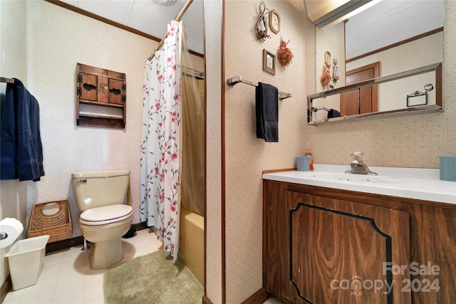 full bathroom featuring vanity, toilet, and shower / bath combo with shower curtain