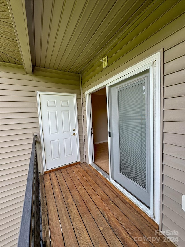 doorway to property with a balcony