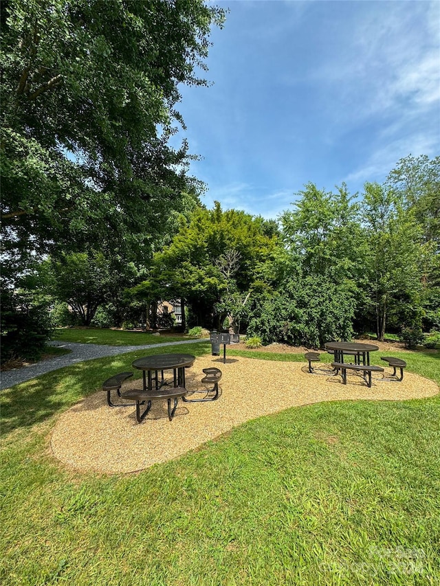 view of home's community with a yard