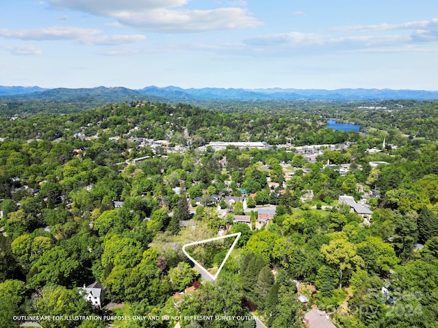 birds eye view of property with a mountain view