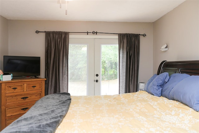 bedroom featuring french doors and access to exterior