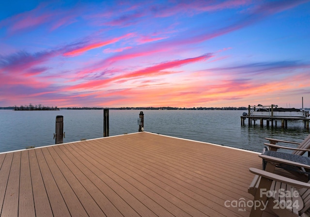 view of dock featuring a water view