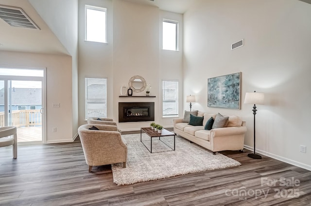 living room with hardwood / wood-style floors