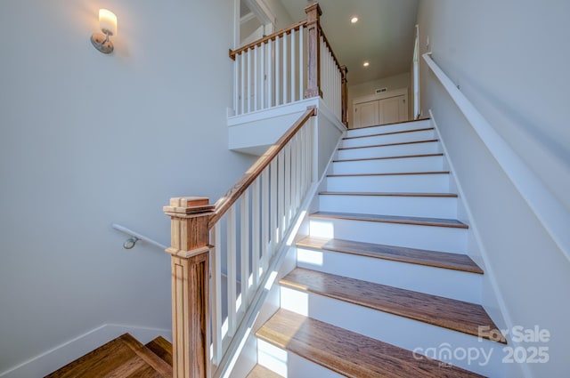 167 Collin Pl Unit 21, Asheville, NC 28804 - stairway with baseboards and recessed lighting