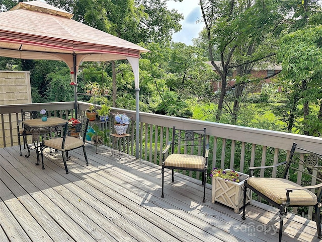 deck featuring a gazebo