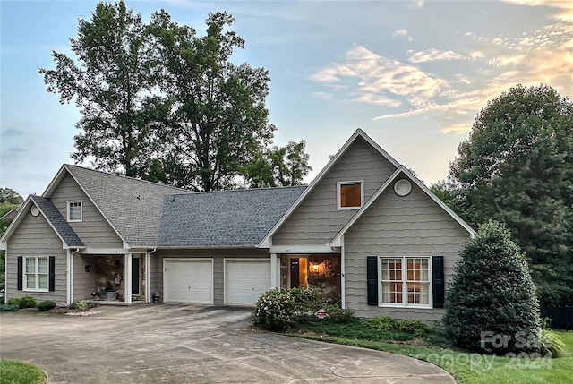 view of front of home with a garage