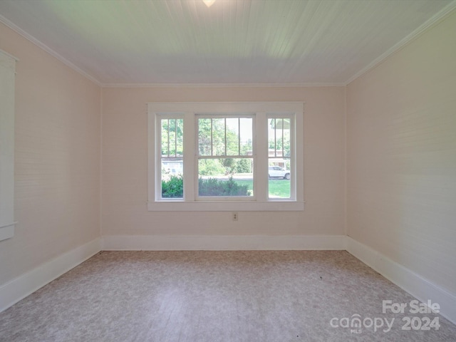 carpeted empty room featuring ornamental molding