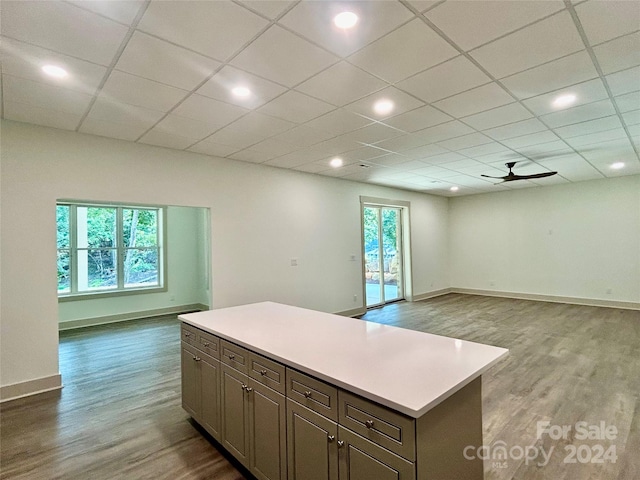 kitchen featuring light countertops, wood finished floors, and a wealth of natural light