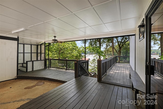 deck featuring ceiling fan