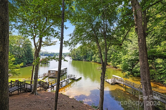 view of dock featuring a water view