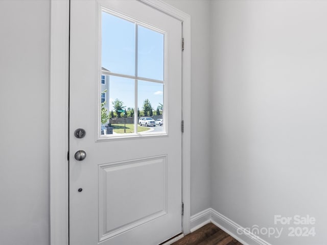 doorway to outside featuring dark hardwood / wood-style floors