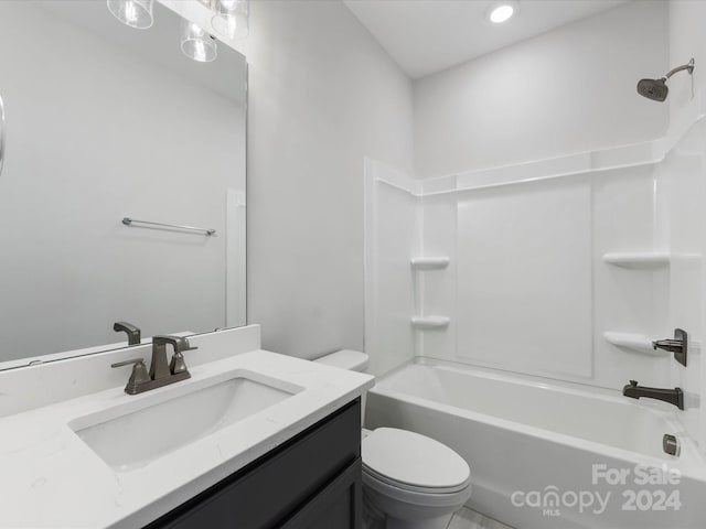 full bathroom featuring vanity, toilet, and bathtub / shower combination