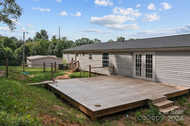 deck featuring french doors