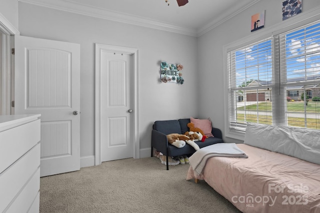 104 Castle Pines Ln, Statesville, NC 28625 - carpeted bedroom with ornamental molding, baseboards, and ceiling fan