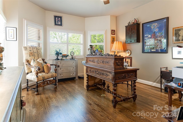 office area featuring dark wood-type flooring