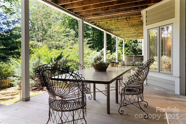 57 Old Hickory Trl, Hendersonville, NC 28739 - view of patio featuring outdoor dining area and a hot tub