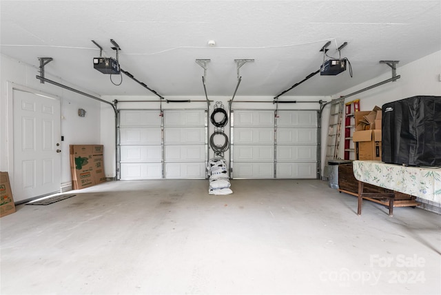 garage with a garage door opener