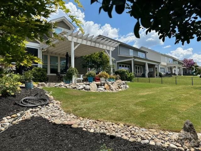 view of yard with a pergola