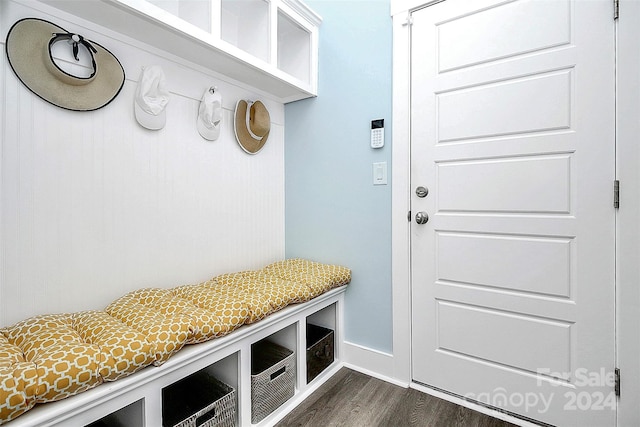 mudroom featuring dark hardwood / wood-style floors