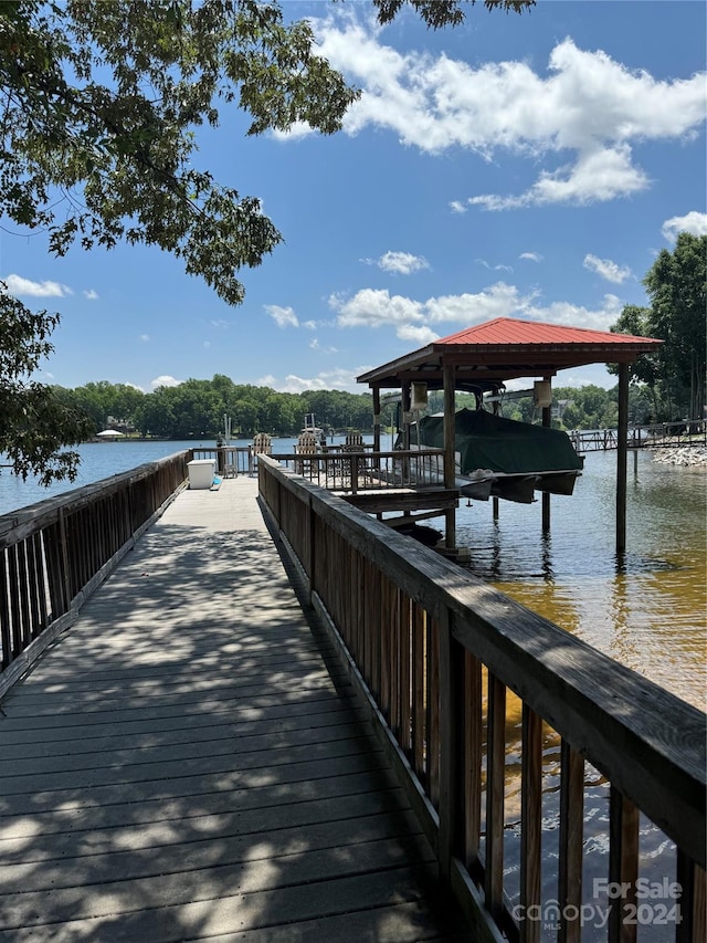 view of dock featuring a water view