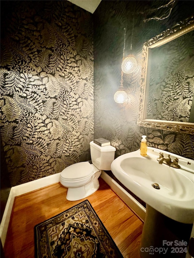 bathroom featuring toilet and hardwood / wood-style floors