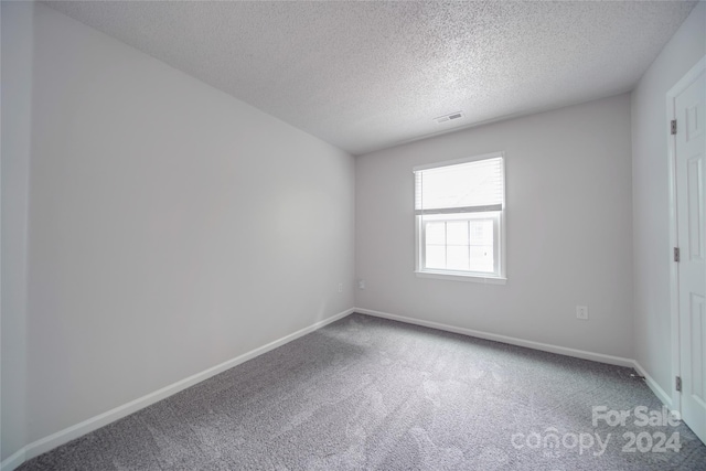 spare room featuring carpet and a textured ceiling