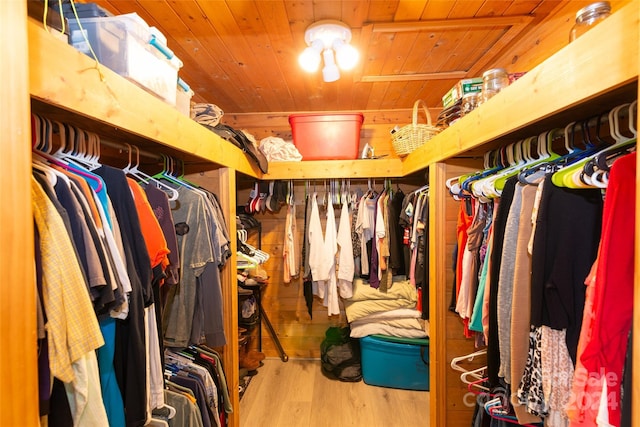 walk in closet featuring light wood-type flooring