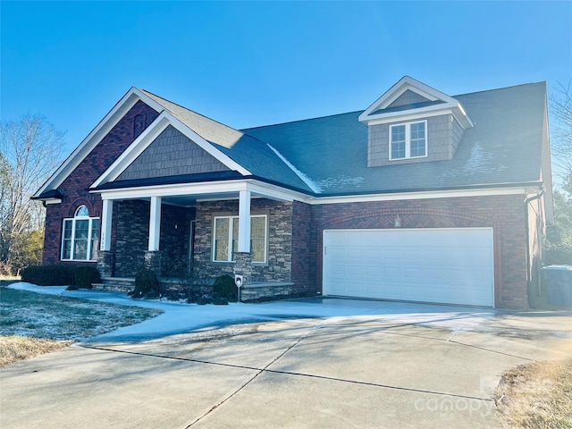 view of front of property with a garage