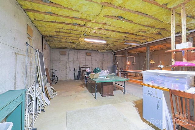 basement with electric water heater