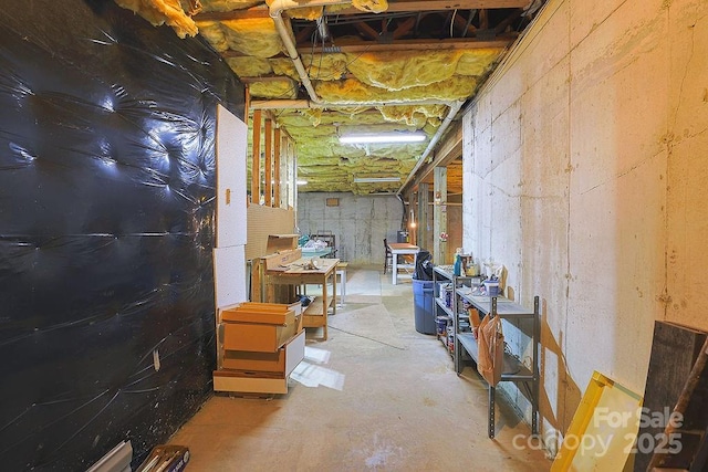 view of unfinished basement