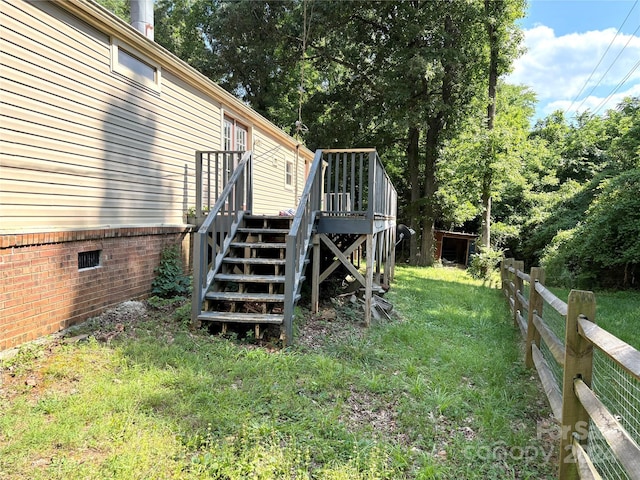 view of yard with a deck