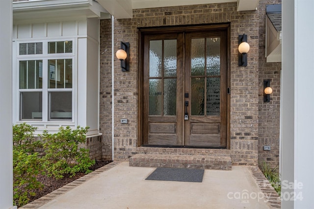 property entrance with french doors